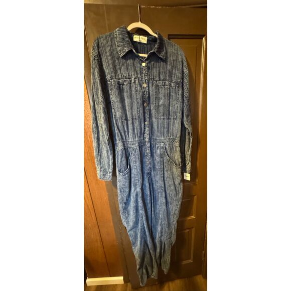 Free People Ari Striped Cotton Jumpsuit Large NWT - Picture 1 of 6